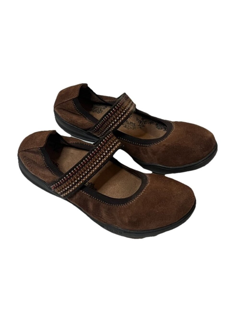 Taos Mary Janes Brown Suede Flats Sz 8.5 Comfort Hook Loop Shoes Casual